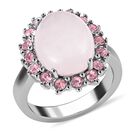 Rosenquarz, Rosa Kristall Ring, Reiner Edelstahl, (Größe 16.00), ca. 5.00 ct image number 4