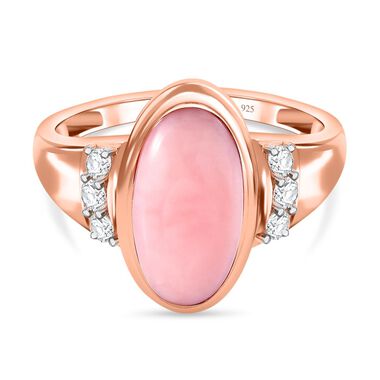 AA rosa Opal und Zirkon Ring - 3 ct.