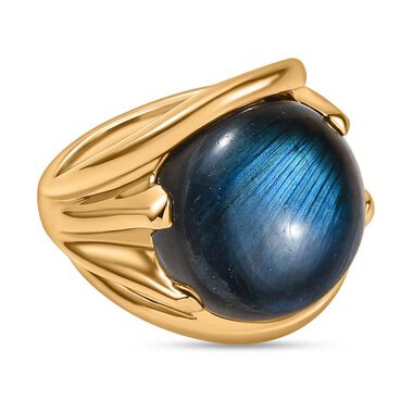 GP Art déco Kollektion- AAA Labradorit und Kanchanaburi blauer Saphir-Ring- 14,40 ct.