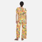 Jumpsuit mit gesmokter Taille und Flatterärmel, gelbes Blumenmuster image number 1