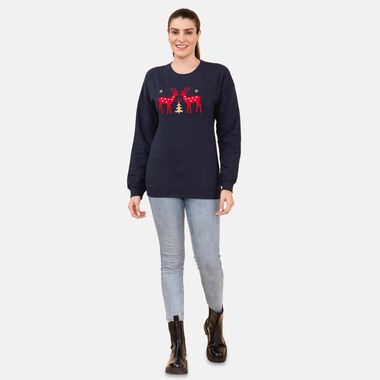 100% Baumwolle Damen Strick Sweatshirt, Größe 38, Dunkelblau