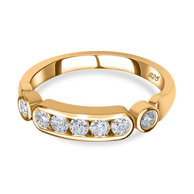 Moissanit Ring, 925 Silber Gelbgold Vermeil - 0,49 ct.