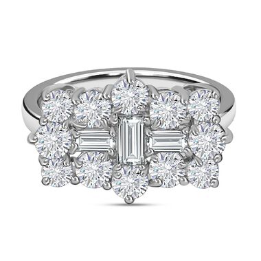 Moissanit Ring, 925 Silber platiniert, ca. 2.16 ct