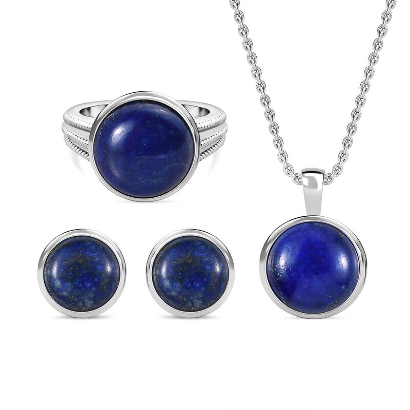 Lapislazuli Schmuckset  Edelstahl ca. 19.93 ct image number 0