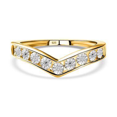 Wishbone Diamond Ring, 925 Silber vergoldet