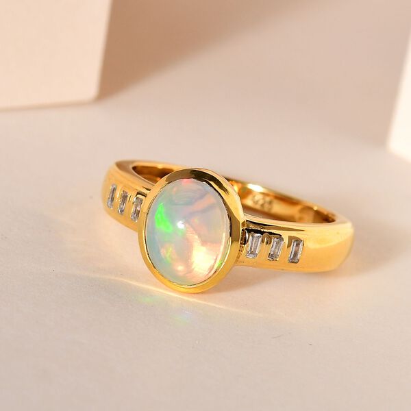 Natürlicher, äthiopischer Welo Opal und Zirkon-Ring - 1,35 ct. image number 1