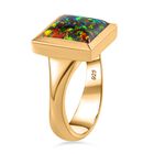 Lab Created schwarzen Opal Ring, 925 Silber Gelbgold Vermeil, (Größe 19.00) ca. 2.45 ct image number 4