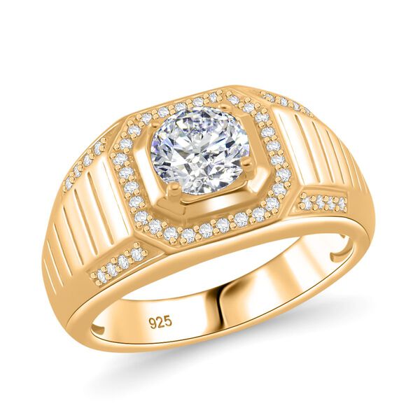 Moissanit Ring, 925 Silber Gelbgold Vermeil - 1,22 ct. image number 0