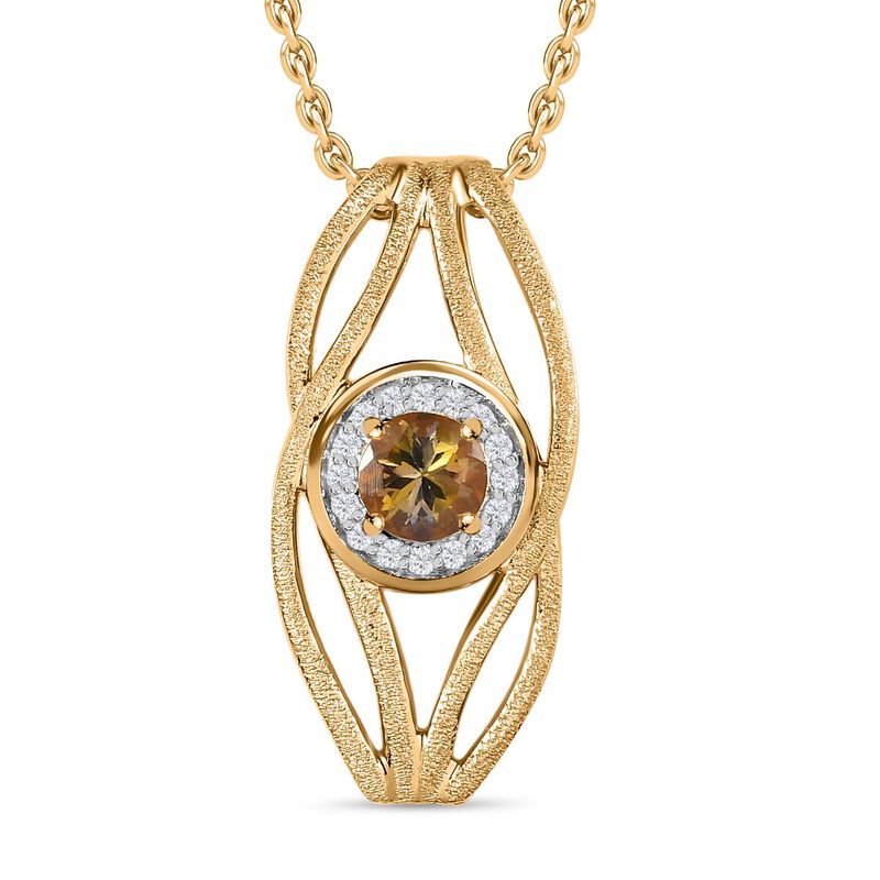 AA Natürlicher, goldener Tansanit und Zirkon Anhänger mit Kette, ca. 0,75 ct. image number 0