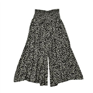 Taillen-Culottes mit Smok-Detail und Blumenmuster, Einheitsgröße, schwarz