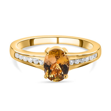 Natürlicher, goldener Tansanit und Zirkon-Ring - 1,22 ct.