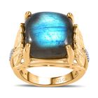 GP Italian Garden Kollektion- AAA Labradorit, Zirkon und Kanchanaburi blauer Saphir-Ring - 14,77 ct. image number 4