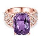 Rose De France Amethyst, weißer Zirkon Ring, 925 Silber rosévergoldet (Größe 17.00) ca. 7.08 ct image number 0