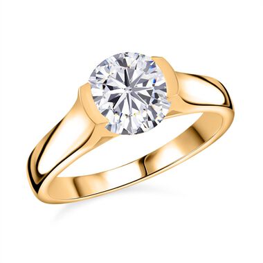 Moissanit Ring in 925 Silber mit Gelbgold Vermeil - 2 ct.