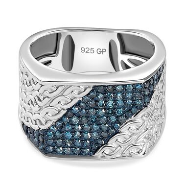 GP Art Déco Kollektion - Kanchanaburi blauer Saphir und blauer Diamant-Ring - 0,52 ct.