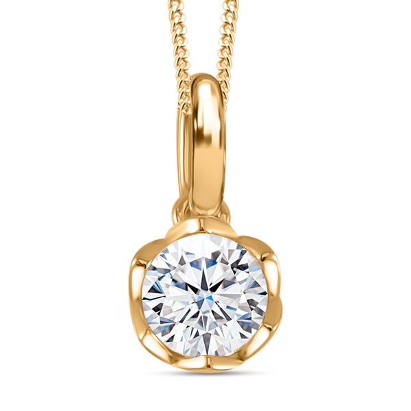 Moissanit Anhänger mit 45cm Kette, 925 Silber mit Gelbgold Vermeil - 0,80 ct. image number 0