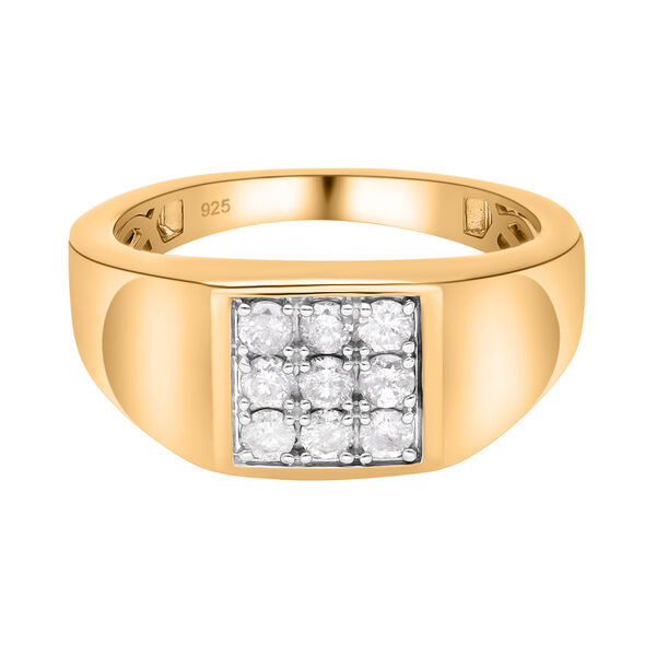 Weißer Diamant Ring, 925 Silber Gelbgold Vermeil, (Größe 19.00) ca. 0.50 ct image number 0