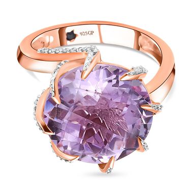 GP Art Déco Kollektion - Rose De France Amethyst und Kanchanaburi blauer Saphir-Ring in rosévergoldetem Silber - 9,49 ct.