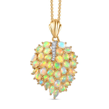 AA natürlicher, äthiopischer Welo Opal und Zirkon Anhänger mit 45cm Kette - 3,06 ct.