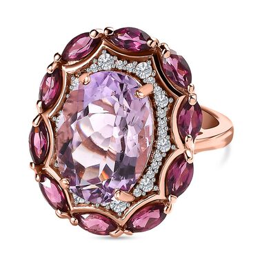 Rose De France Amethyst, Rhodolith Granat und Zirkon-Ring - 7,57 ct.