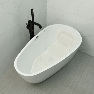 Ganzkörper Badewanne rutschfeste Matte mit Kissen, Größe 121x48 cm, Weiß