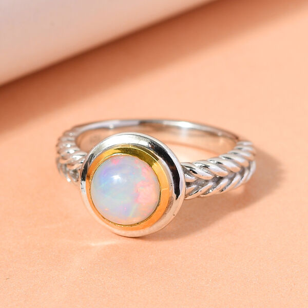 Natürlicher Äthiopischer Opal Ring 925 Silber Bicolor  ca. 0,84 ct image number 1