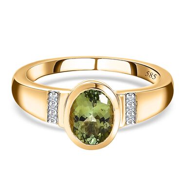 Natürlicher AAA Calabar-Turmalin, Weißer Diamant Ring, 585 Gold (Größe 19.00) ca. 1.30 ct