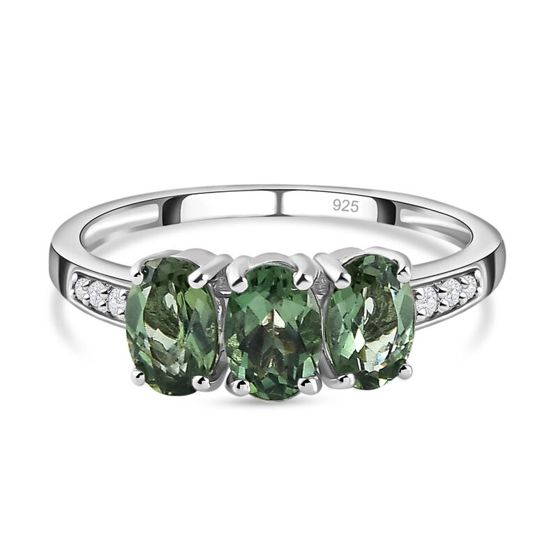 Natürlicher, grüner Apatit und Zirkon-Ring - 1,82 ct. image number 0