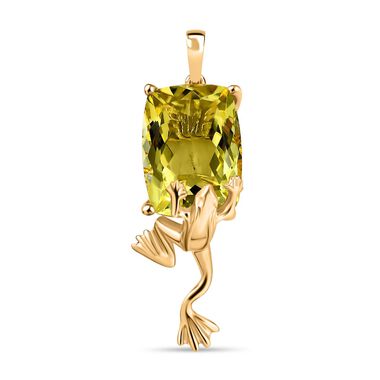 AAA Ouro Verde-Quarz, Kanchanaburi Blauer Saphir Anhänger 925 Silber 750 Gelbgold Vermeil ca. 10,75 ct.