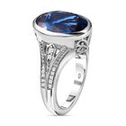 London Blau Topas und weißer Zirkon Ring, 925 Silber platiniert (Größe 19.00) ca. 8.63 ct image number 4