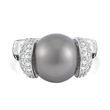 12-13mm Tahiti Perle und Zirkon Ring - 1,97 ct.