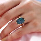 Mosaik-Opal Solitär-Ring, 925 Silber Gelbgold Vermeil, 5,43 ct. image number 2