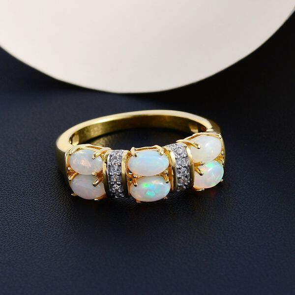 Natürlicher, äthiopischer Welo Opal und Zirkon-Ring - 1,19 ct. image number 1