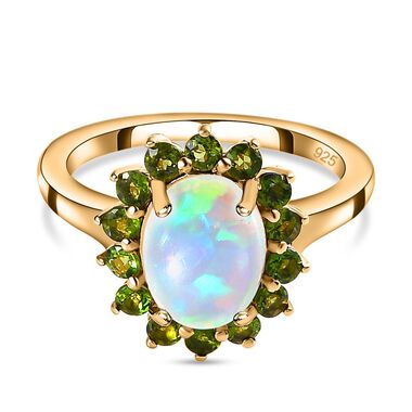 AA natürlicher, äthiopischer Welo Opal und Chromdiopsid-Ring - 1,82 ct.