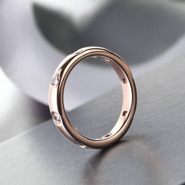 Natürlicher Champagner Diamant Band Ring 925 Silber Rose Gold Vermeil image number 1