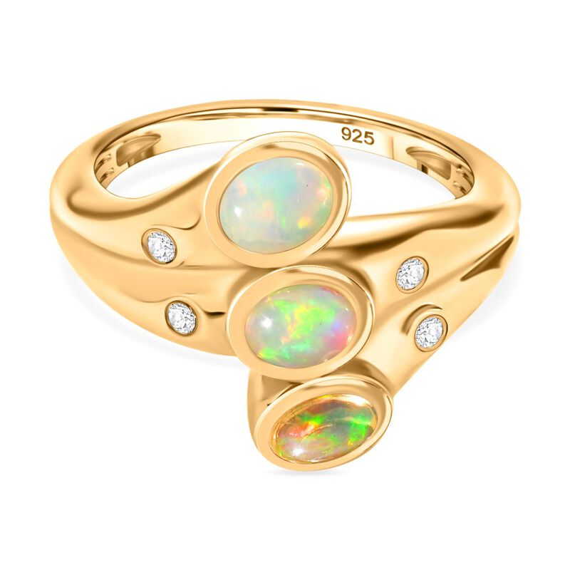 AA Natürlicher, äthiopischer Welo Opal und Zirkon-Ring - 0,76 ct. image number 0