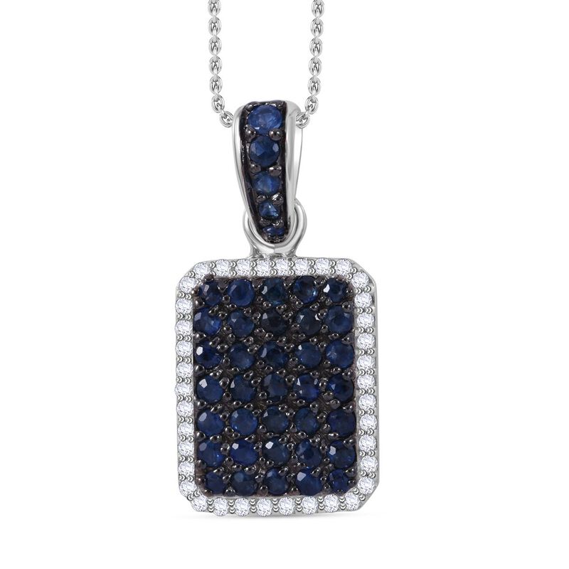 AA blauer Saphir und Zirkon-Anhänger mit 45cm Kette - 2,39 ct. image number 0