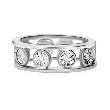 2er-Set- Diamant Ring, 925 Silber platiniert - 0,09 ct.