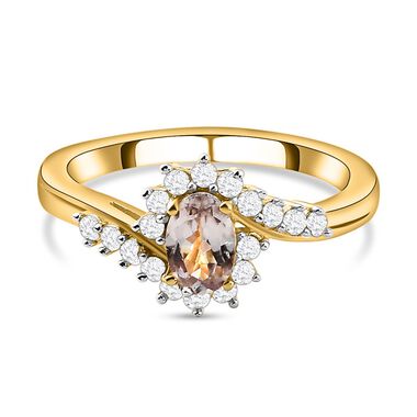 AAA Turkizit und weißer Zirkon Ring, 925 Silber Gelbgold Vermeil  ca. 0,82 ct