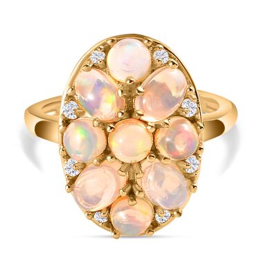 Natürlicher, äthiopischer Welo Opal Ring, 925 Silber vergoldet (Größe 19.00) ca. 2.30 ct