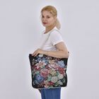 Gewebte Jutetasche mit buntem Blumenmuster, Maße: 42x34xx37cm, Schwarz image number 1