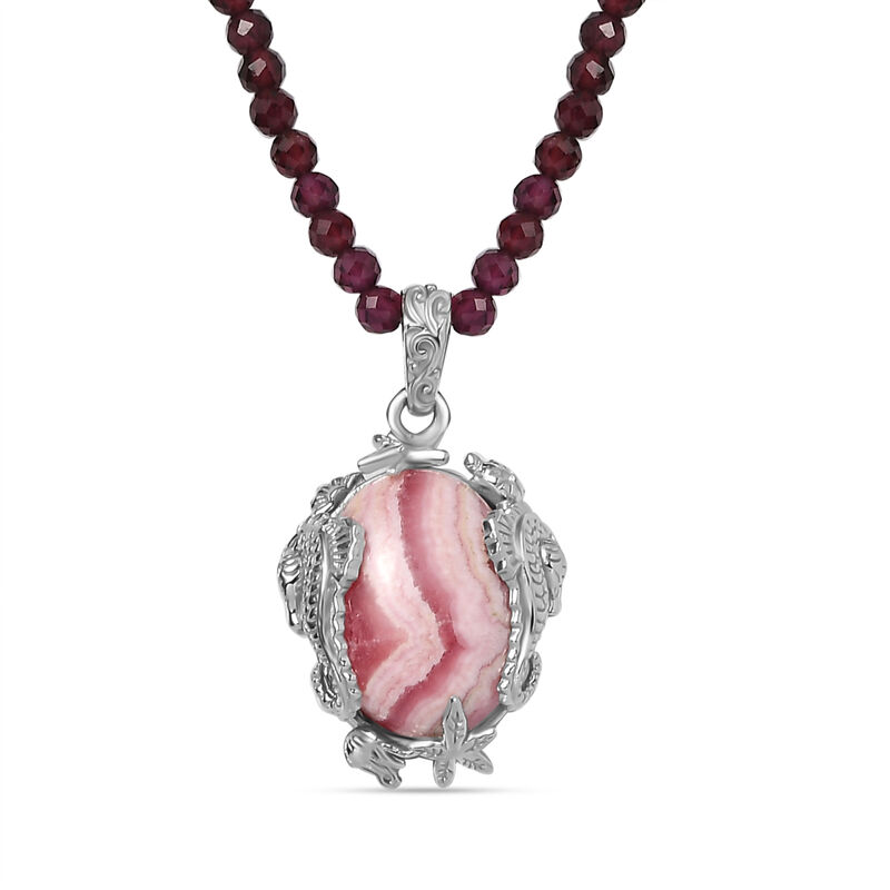 AA Rhodochrosit und Rhodolith Granat Anhänger mit 45cm Kette - 82 ct. image number 0