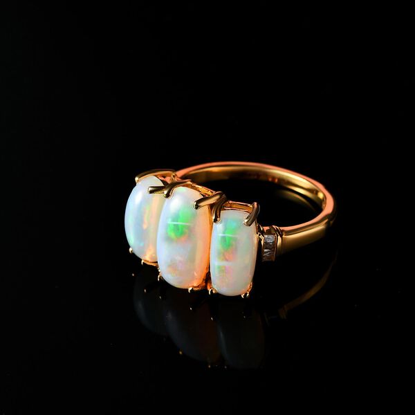 Natürlicher, äthiopischer Welo Opal Ring, 925 Silber Gelbgold Vermeil (Größe 17.00) ca. 3.72 ct image number 1