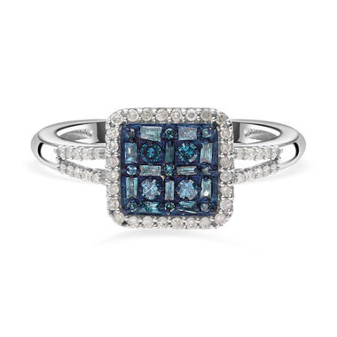 Blauer und weißer Diamant-Ring - 0,50 ct.