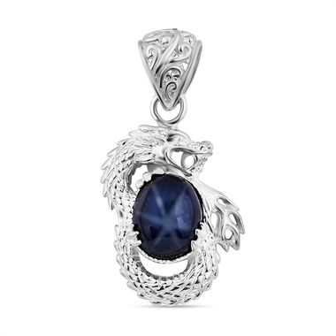 AA Blauer Stern Saphir Anhänger 925 Silber ca. 6,34 ct.