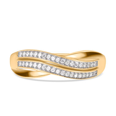 Weißer Diamant Ring 925 Silber Gelbgold Vermeil (Größe 19.00) ca. 0,19 ct