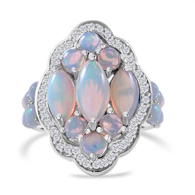 AA natürlicher, äthiopischer Welo Opal und Zirkon-Ring - 5,96 ct.