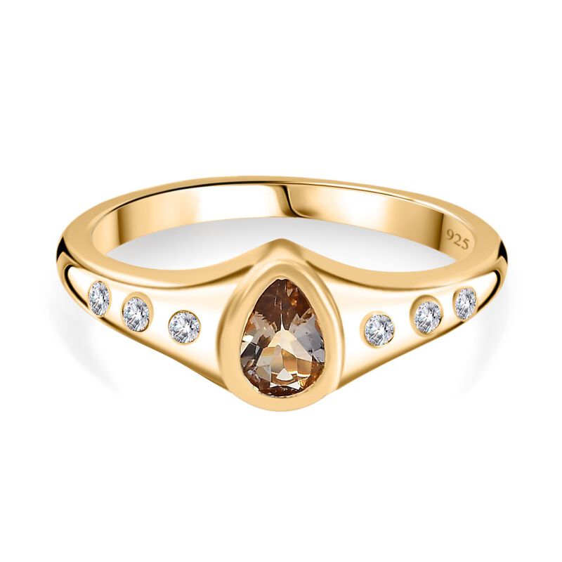 AA natürlicher, goldener Tansanit und Zirkon-Ring - 0,52 ct. image number 0