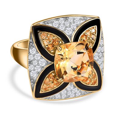 GP Royal Kollektion - AA Citrin, Zirkon und Saphir Ring- 5,30 ct.