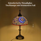 Künstlerische Mosaikglas-Tischlampe mit Bronzefuß, Größe 59cm, mehrfarbig image number 1